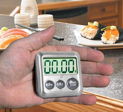 Elegant Digital Kitchen Timer Stainless Steel - Loud Alarm Model eT24 Plum