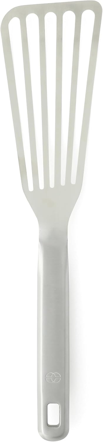 Calphalon Slotted Turner, Kitchen Flipping Spatula, Slotted Spatula, Stainless Steel Turner with Silicone Heat Resistance Handle, Nonstick-Safe Spatula for Draining and Flipping (Navy)