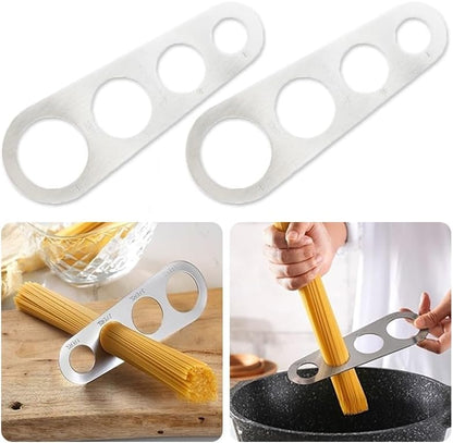 2 Pack Stainless Steel Spaghetti Measure Tool - Quick Pasta Measuring Tool with 4 Serving Pasta Measuring Portion Control Gadgets for Kitchen Cooking (Silver)