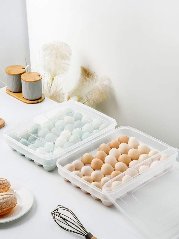 Sooyee 2 Pack Covered Egg Holders for Refrigerator,Clear 2X24 Deviled Egg Tray Storage Box Dispenser,Stackable Plastic Egg Cartons,Egg Holder Countertop(48 Eggs)