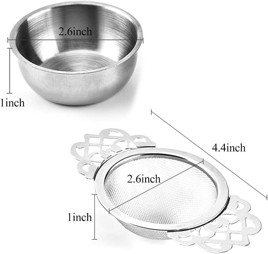 4 Set Tea Strainers with Drip Bowls Loose Leaf Tea Strainers