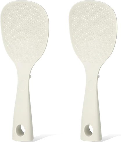 2 Pcs Silicone Rice Paddle Standing Rice Scooper Silicone Rices Ladle White Non-Stick Rices Paddle Scooper Easy To Clean Heat Resistant Anti-scalding RiceScooper Serving Spoons for Kitchen