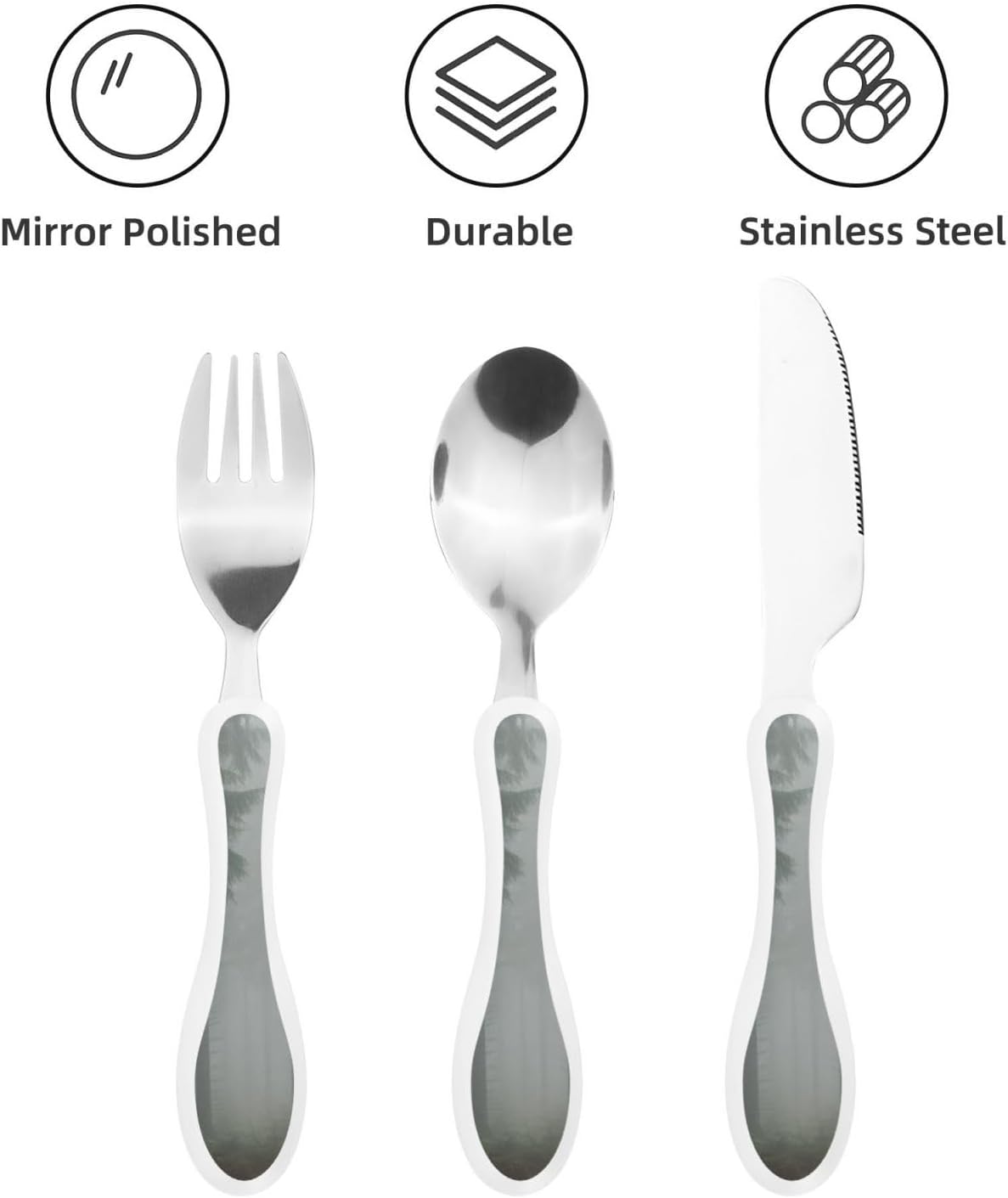 3-Piece Kids Silverware Set With Storage Case, Stainless Steel Reusable Children Safe Knife Spoon Fork Set Blue Active Girl Running Sunset Children Flatware Set For Kids Lunch Box - Colors A