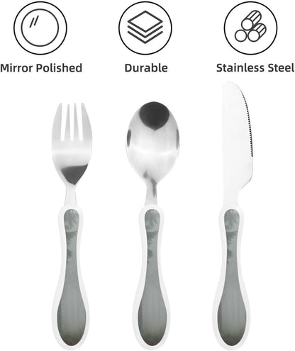 3-Piece Kids Silverware Set With Storage Case, Stainless Steel Reusable Children Safe Knife Spoon Fork Set Blue Active Girl Running Sunset Children Flatware Set For Kids Lunch Box - Colors A