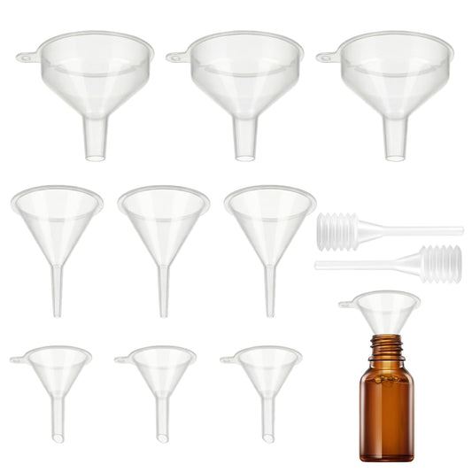 Small Funnel Kit, 9 Pack, 3 Sizes with Droppers for All Small Bottles