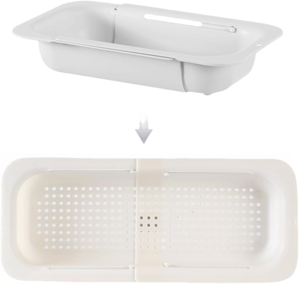Extendable Over the Sink Colander Strainer Basket, Plastic Retractable Kitchen Sink Basket - Wash Vegetables, Fruits, Drain Pasta and Dry Dishes L (black XL)