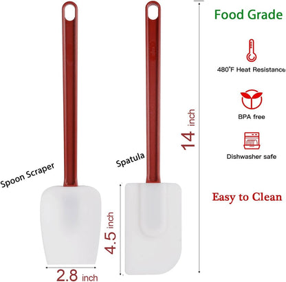 3 PCS Commercial Grade Heat Resistant Silicone Spatulas, 9.5-Inch Rubber Spatulas for Baking, Nonstick & BPA-Free