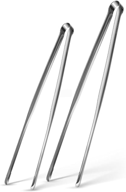 Precision Serrated Non-Slip Tips Cooking Tongs 2 pcs (9" &11"), Stainless Steel Kitchen Tweezer Tongs, Cooking Tweezers Stainless Steel for Grilling, Frying, and Oven