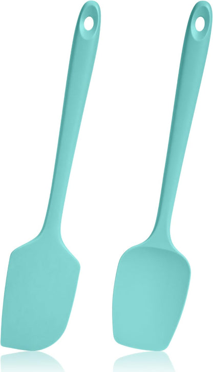 600ºF Heat Resistant Spatula, 11.34 inch High Heat Food Safe Semless Kitchen Silicone Scraper for Cooking Baking Mixing Scraping Stirring Nonstick Cookware Pan Bowl (Aqua Sky)
