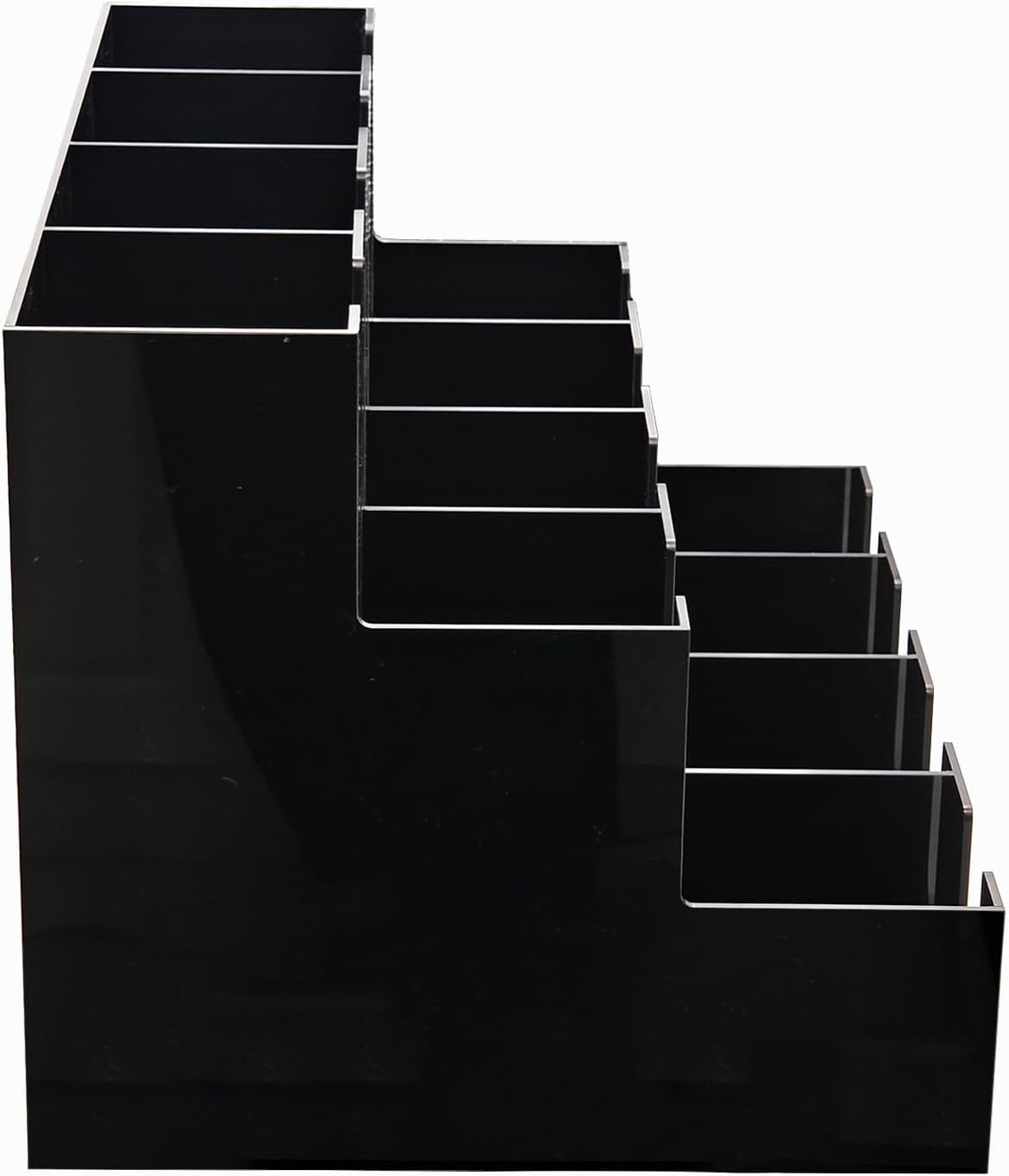 CiaoHER Large Acylic Coffee Cup and Lid Dispenser with 12 Compartments, Counter Top for Coffee Station to Organize Disposable Cups, for Home or Office Use (Black)