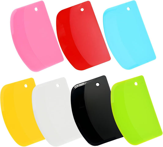 7PCS Dough Scraper, Plastic Bench Bowl Scraper for Baking, Cake, Bread
