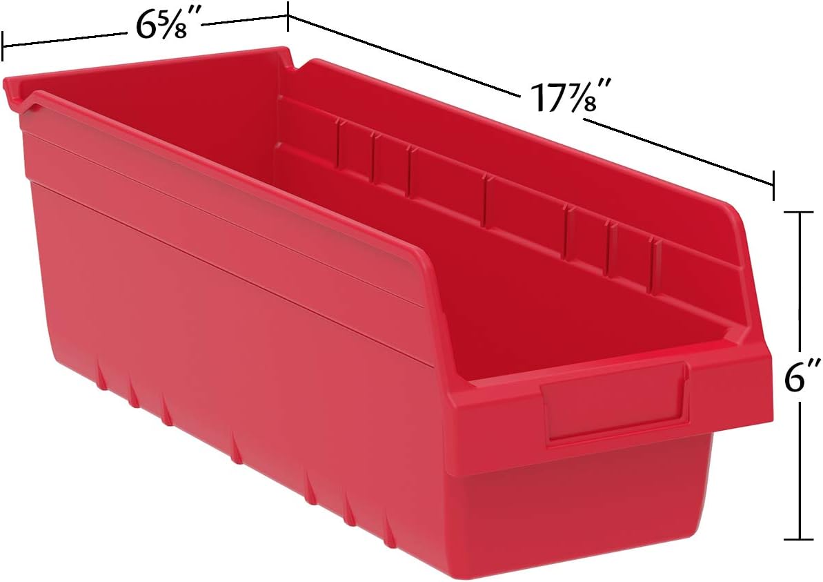 Akro-Mils 30098 ShelfMax Plastic Nesting Shelf Bin Box, 18-Inch Length x 6.75-Inch Width x 6-Inch Height, Clear (10-Pack)