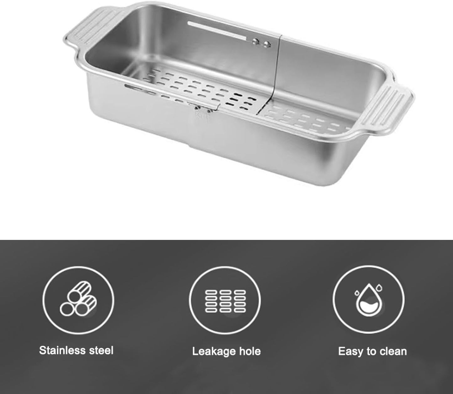TopHomer Extendable Colander Strainer Over the Sink, Retractable Kitchen Sink Basket to Wash Vegetable and Fruit Food Strainer to Drain Pasta and Dry Dishes (S)