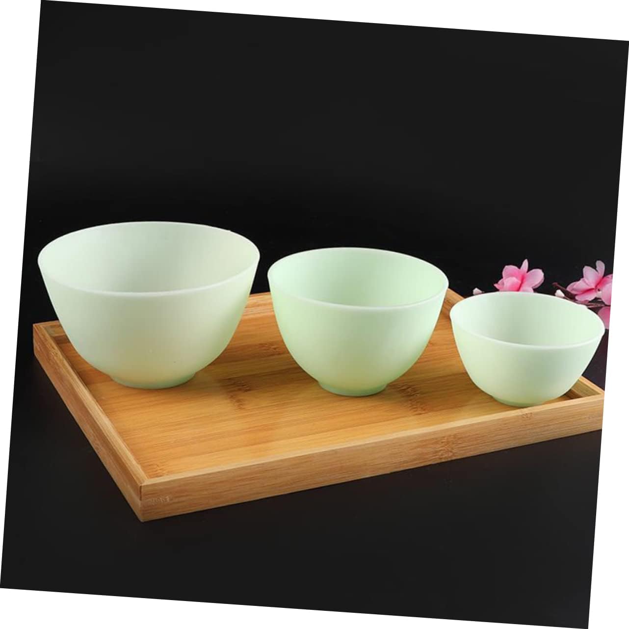 Didiseaon Odorless Anti-drop Silicone Mixing Bowl for Facial Masks Cooking Flexible Microwave Dishwasher Safe for Ingredients Sauces Medium Green