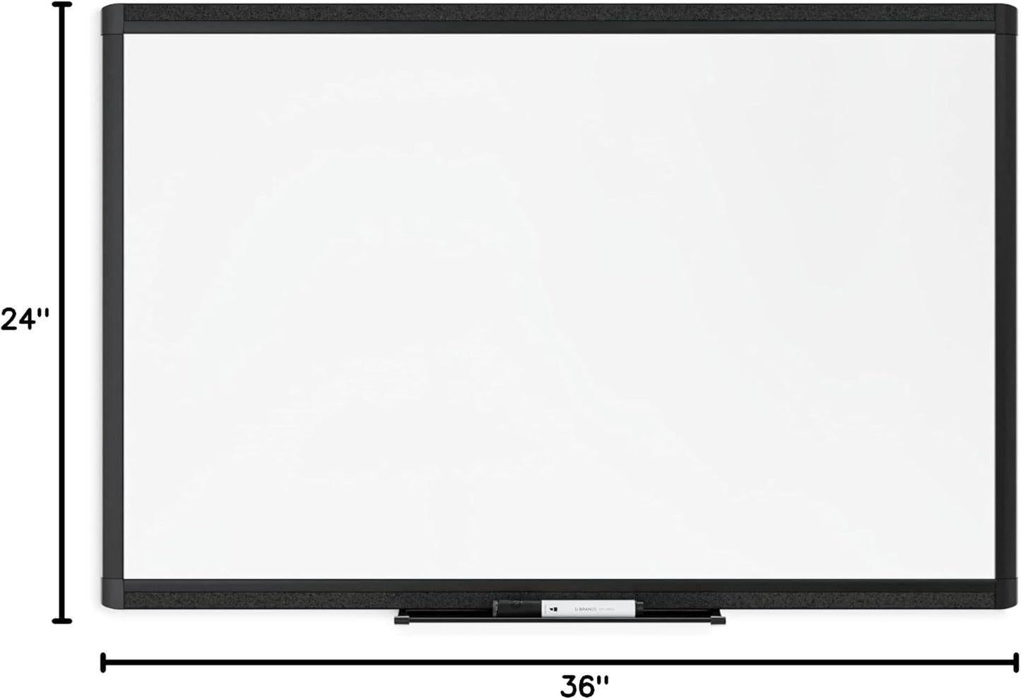 U Brands Framed Magnetic Weekly Calendar Dry Erase White Board, Office Supplies, Black Frame, with Marker, Magnet, 11” x 18”