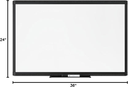 U Brands Framed Magnetic Weekly Calendar Dry Erase White Board, Office Supplies, Black Frame, with Marker, Magnet, 11” x 18”
