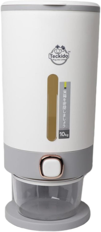 Rice Dispenser 22 Lbs(10 kg), Rice Storage Container Sealed Moisture Proof with Measuring Cup for Kitchen Pantry Household, BPA-Free,Green 1 Pack