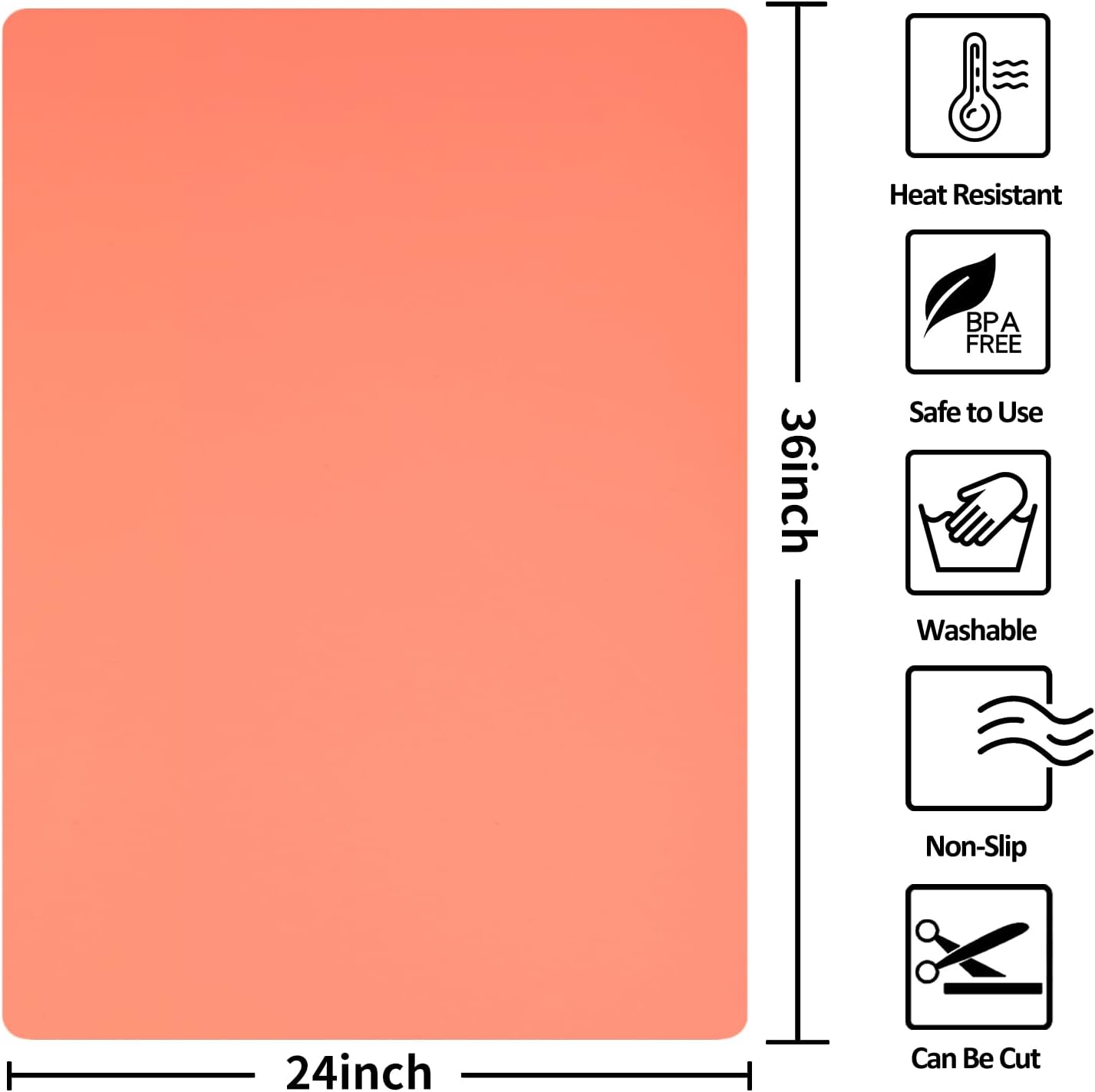 Silicone Mat Heat Resistant Mats for Countertop, Large Silicone Mats for Crafts Kitchen Counter Workbench Table protector, Size 36x24 inches Thick 2mm,Rolled Package,Light Blue