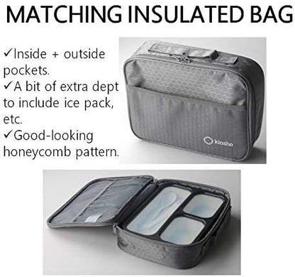 kinsho Lunch Box for Kids Boys Girls - Bento Box Set with Insulated Bag and Ice Pack, 6 Compartment Leak Proof Food Container, BPA-Free, Microwave Safe, Ideal for School & Work, Teal