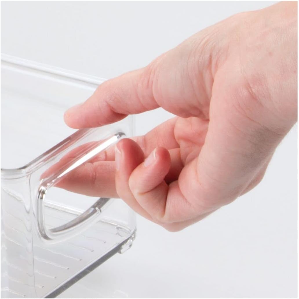 mDesign Deep Plastic Storage Organizer Container Bin, Office Organization for Filing Cabinet, Cupboard, Shelves, and Desk - Holds Notepads, Pens, Pencils, Highlighters, and Staplers - 2 Pack - Clear
