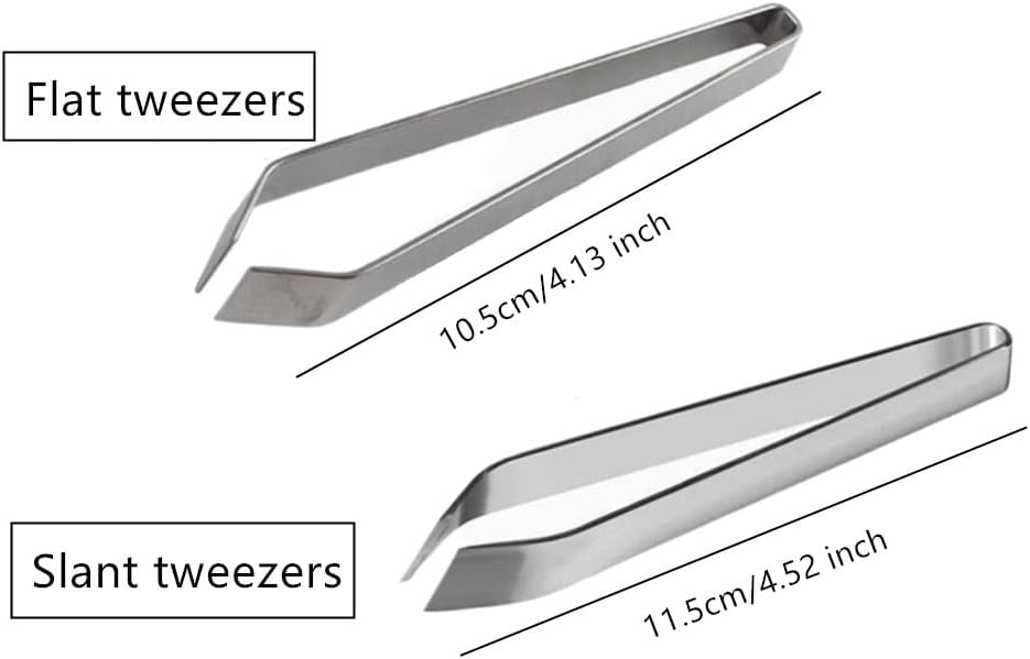 Stainless Steel Fish Bone Tweezers Flat and Slant Pliers Set, Kitchen Cooking Tweezers Meat Hair Remover Tool for Home and Restaurant (4 Pack)