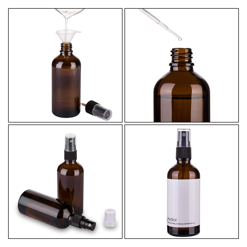 Hydior Amber Glass Spray Bottles for Essential Oils, 4oz, 2 Pack