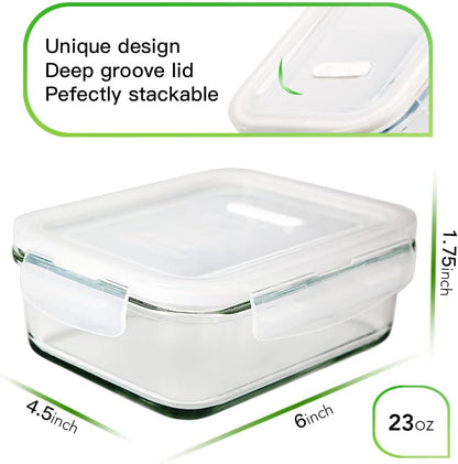 DAS TRUST 10 Pack Glass Meal Prep Containers Meal Prep Bowls Food Storage Containers Glass Food Prep Containers with Lids Lunch Container for Adults Lunch Box Bento Boxes