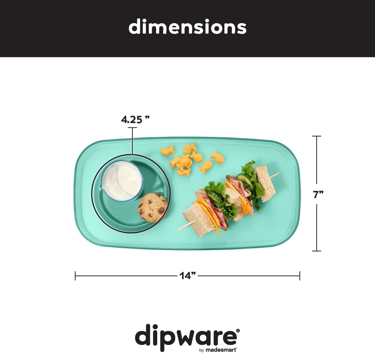madesmart dipware Small Serving Plate, Stackable & Removable Dip Bowl for Salsa, Queso, Salad, Olives, Dishwasher & Microwave Safe, Multipurpose Plate & Bowl, Blue