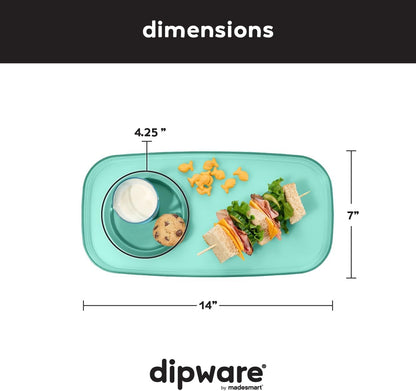 madesmart dipware Small Serving Plate, Stackable & Removable Dip Bowl for Salsa, Queso, Salad, Olives, Dishwasher & Microwave Safe, Multipurpose Plate & Bowl, Blue