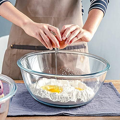 M MCIRCO Glass Mixing Bowls with Lids, 4 Packs Glass Bowl Set, Nesting Bowls for Meal Prep, Food Storage, Bowls For Cooking, Baking, BPA-Free, 0.8/1.7/1.6/2.9/4.8 Qt