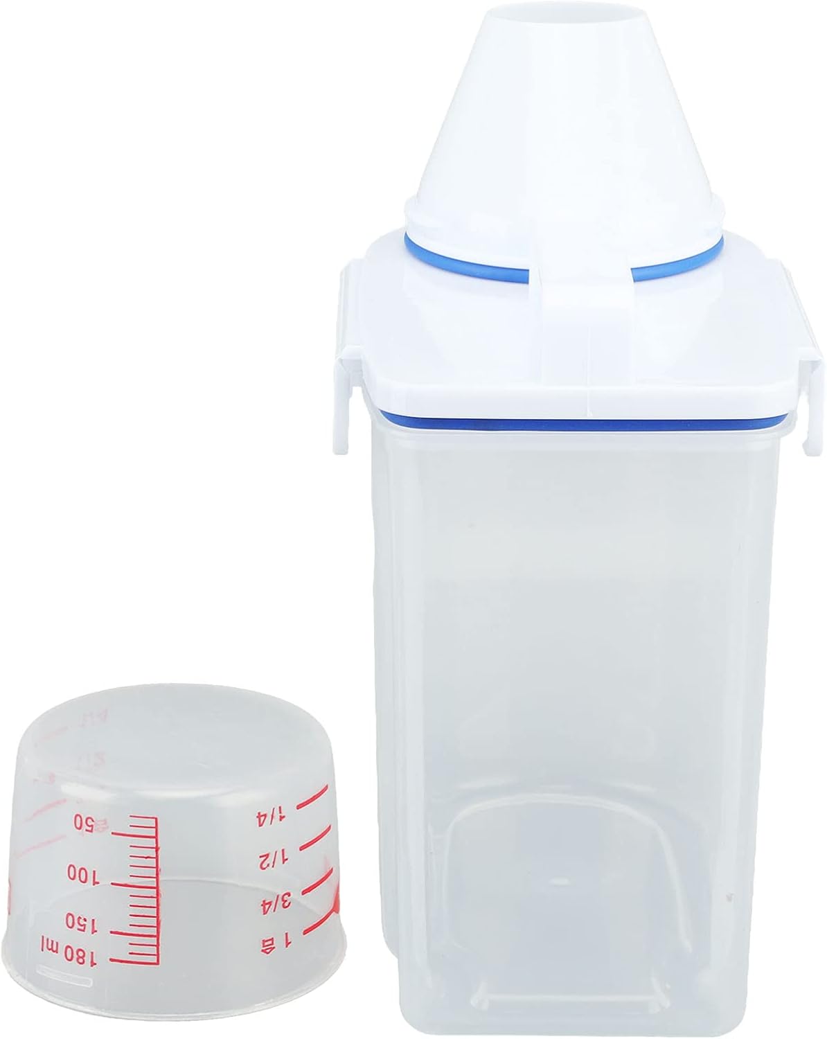 Fabater Rice Airtight Storage Container, 3 to 5Lbs Cereal Dry Food Flour Bin, Pet Dog Cat Food Dispenser with Measuring Cup, Clear Plastic Kitchen and Pantry Organization Bin (White)