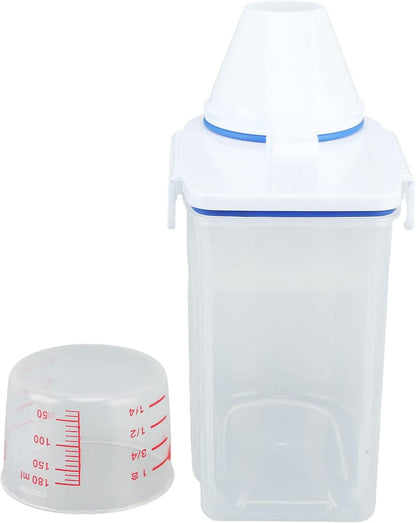 Fabater Rice Airtight Storage Container, 3 to 5Lbs Cereal Dry Food Flour Bin, Pet Dog Cat Food Dispenser with Measuring Cup, Clear Plastic Kitchen and Pantry Organization Bin (White)