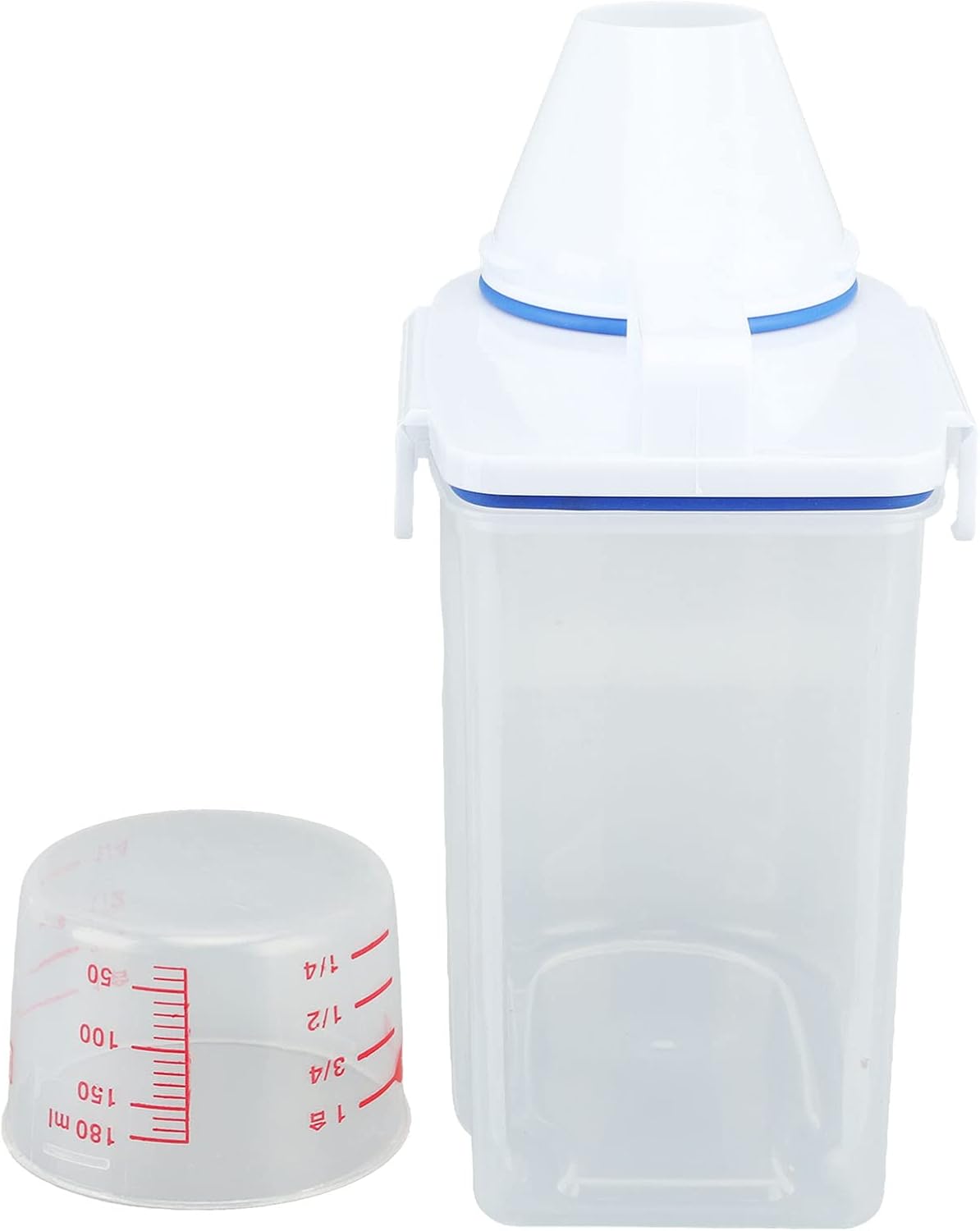 Fabater Rice Airtight Storage Container, 3 to 5Lbs Cereal Dry Food Flour Bin, Pet Dog Cat Food Dispenser with Measuring Cup, Clear Plastic Kitchen and Pantry Organization Bin (White)