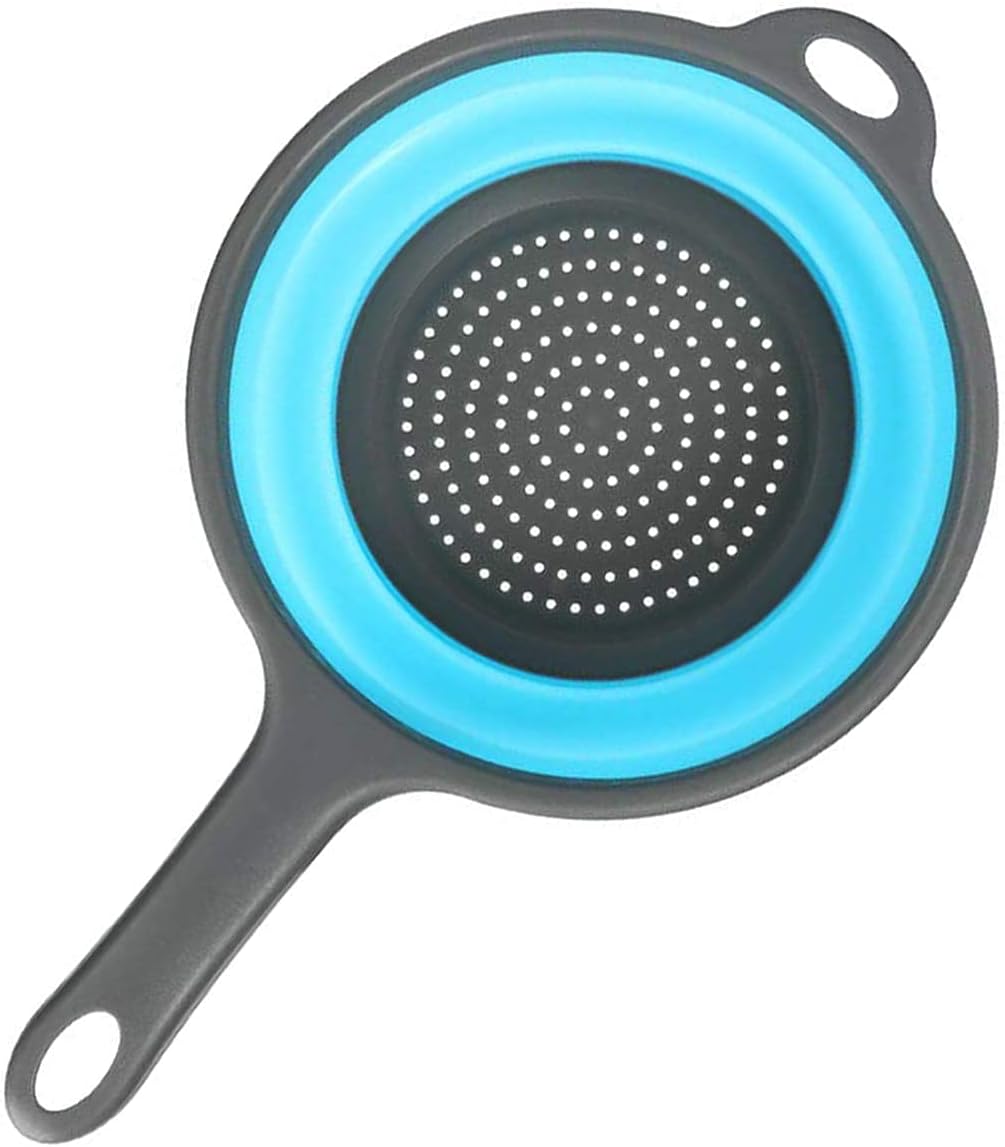 Foldable Silicone Strainer Colanders with Handles, Green and Red, 2 Pack