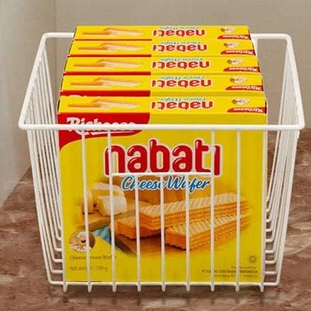Slideep Wire Baskets Farmhouse Freezer Organizer Storage Bin Basket with Handles, Food Storage for Kitchen Cabinets, Pantry, Closet, Bedroom, Bathroom, Office 3 Pack