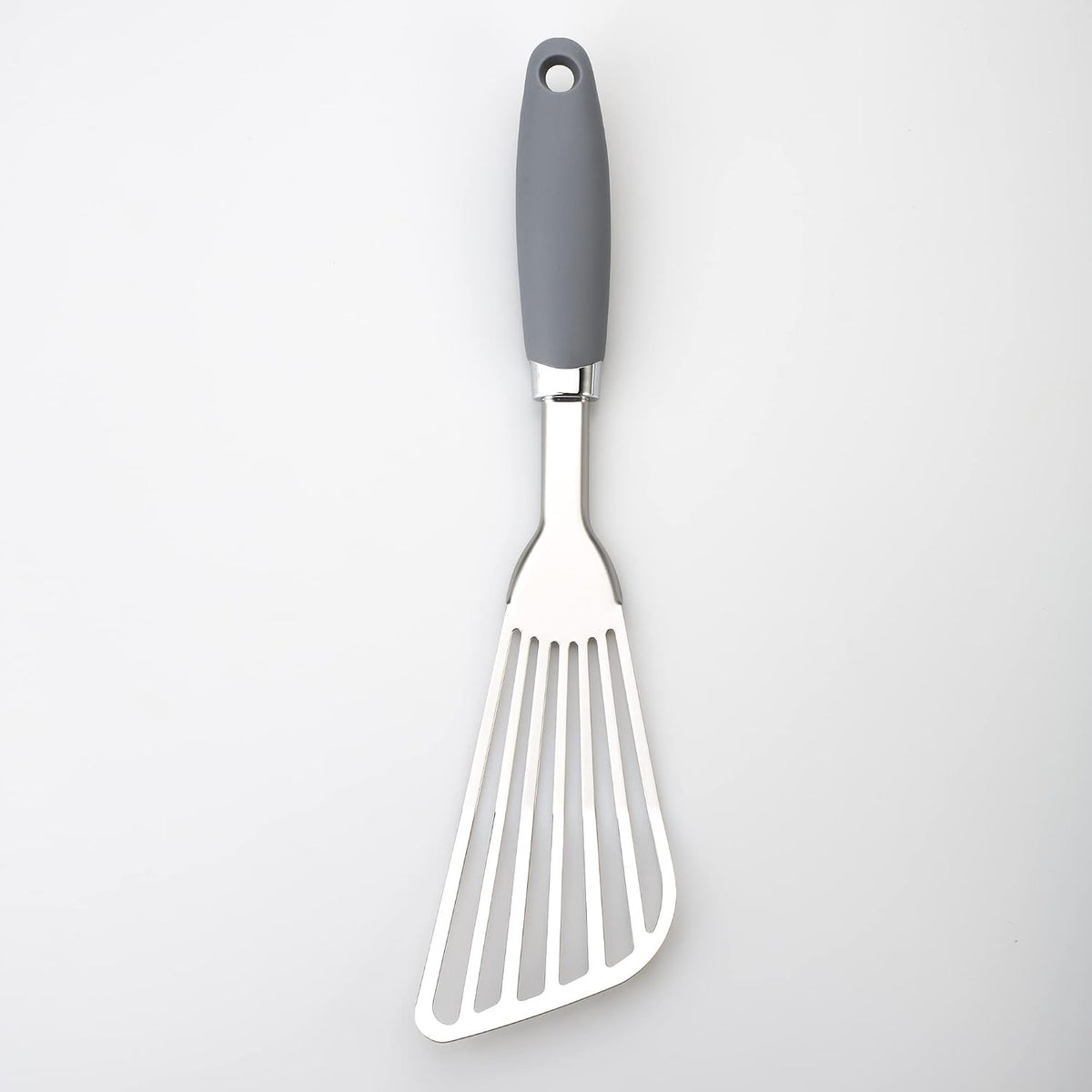 304 Stainless Steel Fish Spatula, Thin Flexible Slotted Turner | Non-Slip Ergonomic Handle, Metal Spatula for Fish, Eggs, Burgers, Cast Iron & Griddle, Black