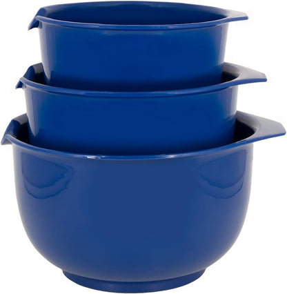 Glad Mixing Bowls with Pour Spout, Set of 4 - Nesting Plastic Bowls (1.2qt, 1.9qt, 2.8qt, and 3qt with Handle) - Non Slip Base, Dishwasher Safe Kitchen Cooking and Baking Supplies, Green