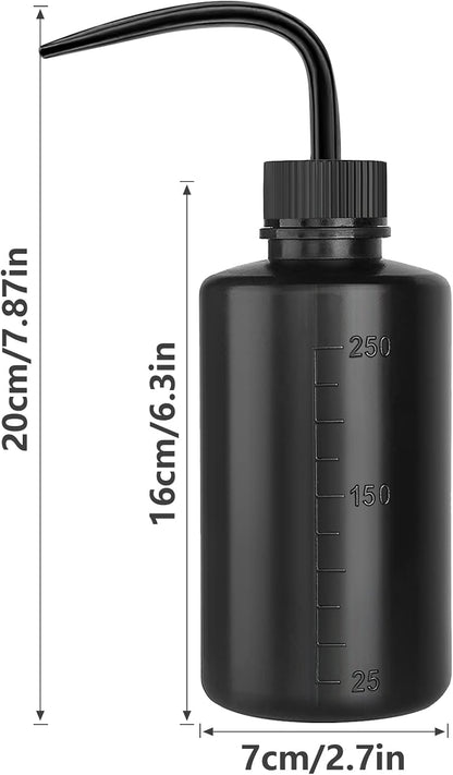 Wash Bottle 2pcs 250ml/8oz Safety Watering Tools, Economy Plastic Squeeze Washing Cleaning With Narrow Mouth Scale Labels for Medical Succulent Irrigation Plant (Black)