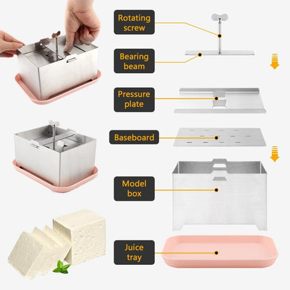 Stainless Steel Tofu Press with Presser Towel & Drip Tray