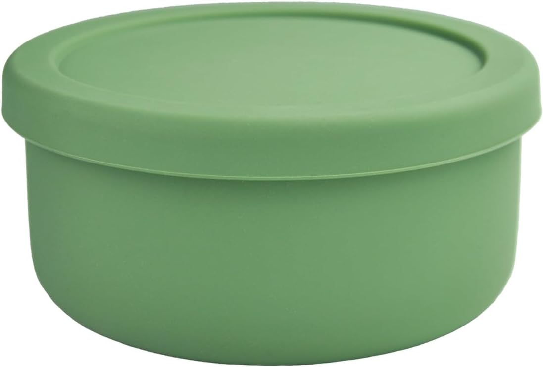 24oz Silicone Food Storage Containers,Round Bowls with Lids - Meal Prep Containers for Kitchen Serving, Salad & Lunch - Airtight, Microwave/Fridge/Dishwasher Safe, BPA-Free (Grass green, 3PACK)
