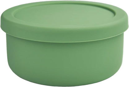 24oz Silicone Food Storage Containers,Round Bowls with Lids - Meal Prep Containers for Kitchen Serving, Salad & Lunch - Airtight, Microwave/Fridge/Dishwasher Safe, BPA-Free (Grass green, 3PACK)