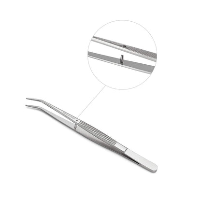 Stainless Steel Tweezers, with Curved Serrated Tip Multipurpose Sewing Machine Tweezers Forceps for Craft Repairing (2 Pcs set)