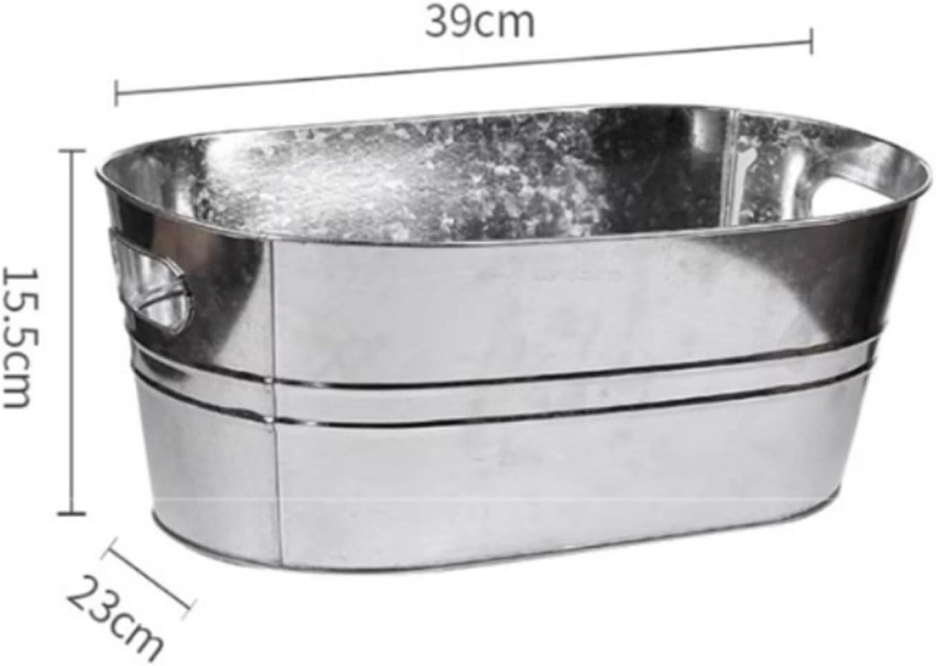 3 Gallon Galvanized Tub Beverage Tubs, Metal Ice Buckets for Cocktail Bar Wine Beer Drink Buckets with Handles Large Tub Ice Bucket for Parties (Silvery)