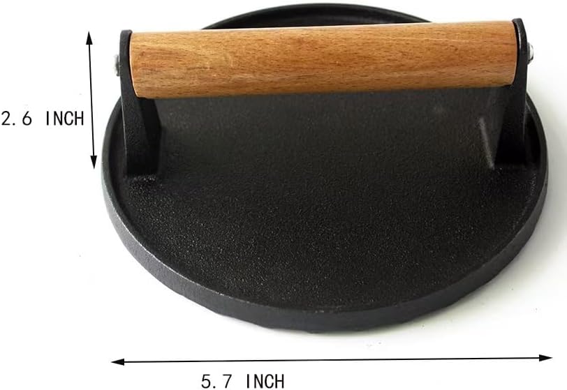 KitchenTools Heavy Duty 8"Cast Iron bacon Grill Press Smash Burgers Press Burger Tool for Grill and Griddle BBQs and Tailgates Gifts for Men and BBQ Enthusiasts