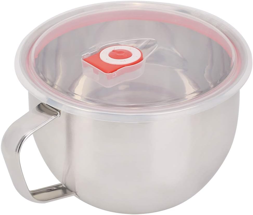 Haofy 1300ml Stainless Steel Instant Noodle Bowl with Handle Leakproof Lid for Soup Ramen Storage Suitable for Travel Home Office Use Easy Clean Durable Lightweight Food Container