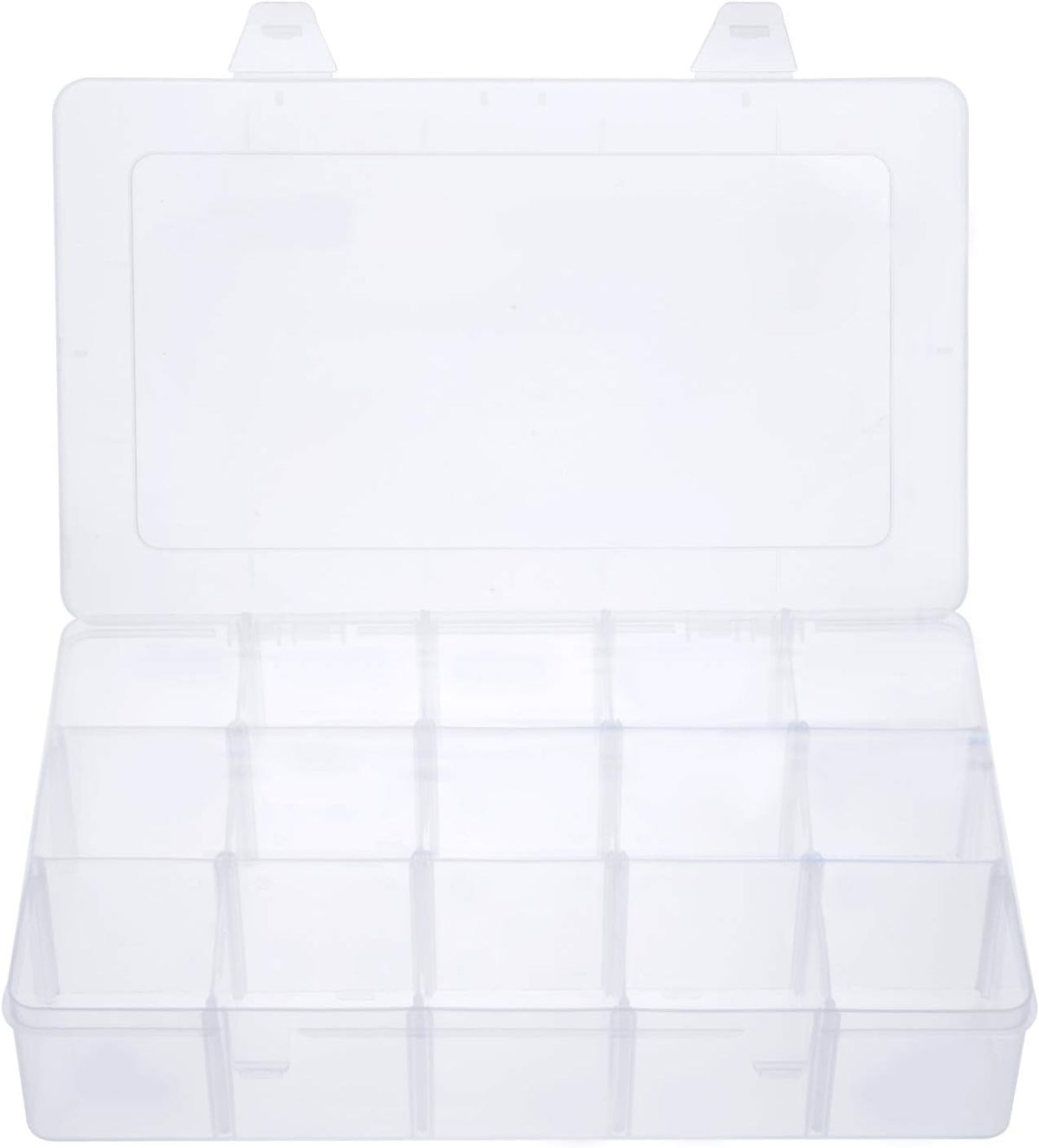 Gospire 15 Large Grids Clear Plastic Jewelry Box Organizer Storage Container with Removable Dividers (15 Grids - Clear)