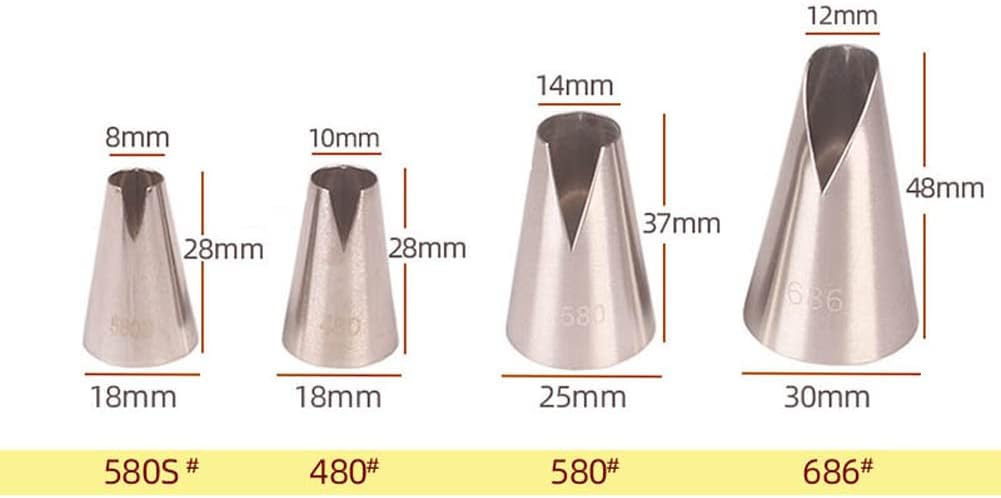 4B Piping Tip Set, Open Star Frosting Tips for Cake Decorating, 3 Pcs