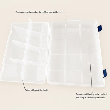 3pcs Clear Storage Small Parts Organizer Box Storage Bin With Dividers Multi Compartment for Beads Art DIY Tackle Box Organizer (10 - compartment in length)
