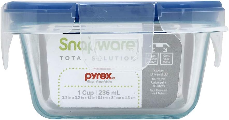 Snapware Glass Total Solutions (12-Pack) Food Storage Containers Set, (1, 2 & 4 Cup), Airtight & Leakproof Plastic Locking BPA-Free Lids, Freezer Dishwasher Microwave Safe