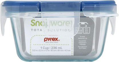 Snapware Glass Total Solutions (12-Pack) Food Storage Containers Set, (1, 2 & 4 Cup), Airtight & Leakproof Plastic Locking BPA-Free Lids, Freezer Dishwasher Microwave Safe